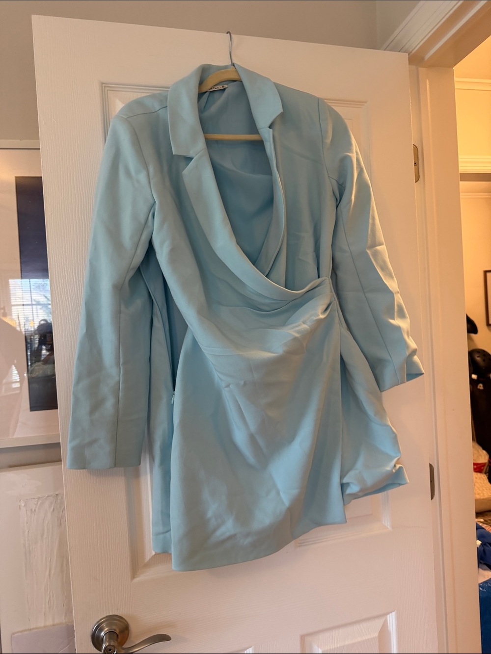 Abercrombie & Fitch Light Blue Draped Blazer Dress